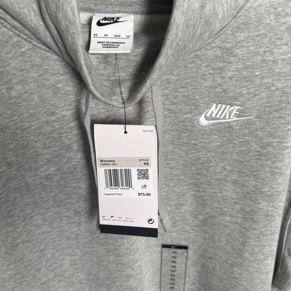 Nike Women's Sportswear Club Fleece Oversized Mock-Neck Sweatshirt Grey NWT - Picture 5 of 7
